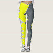 Leggings Art Abstrait Gris Clair Jaune Charbon Gris (Devant)