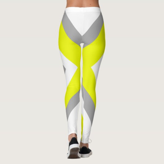 Leggings Art Abstrait gris jaune blanc (Dos)