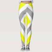 Leggings Art Abstrait gris jaune blanc (Devant)