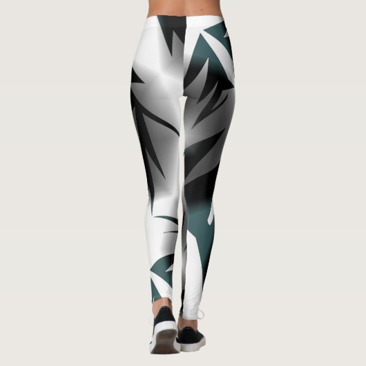 Leggings Art Abstrait gris noir blanc (Dos)