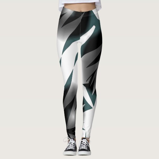 Leggings Art Abstrait gris noir blanc (Devant)