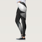 Leggings Art Abstrait gris noir blanc (Gauche)