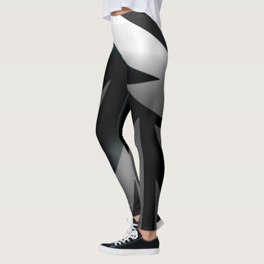 Leggings Art Abstrait gris noir blanc (Gauche)