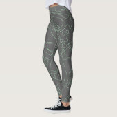 Leggings Art Abstrait Gris Pale Pastel Vert Minimalisme (Gauche)