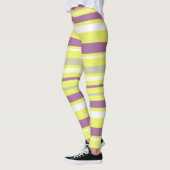 Leggings Art Abstrait Gris Violet Jaune Blancs (Gauche)
