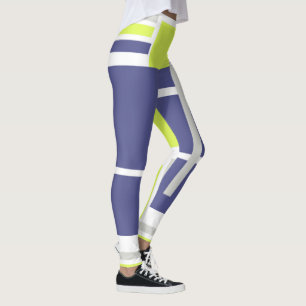 Leggings Art Abstrait Lavande Bleu Blanc Pastel