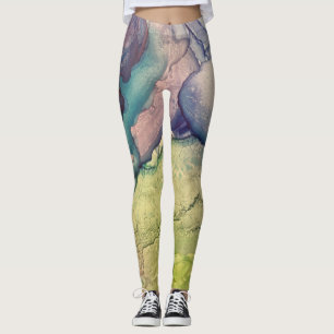 Leggings Art abstrait liquide à l'encre d'alcool texturée c
