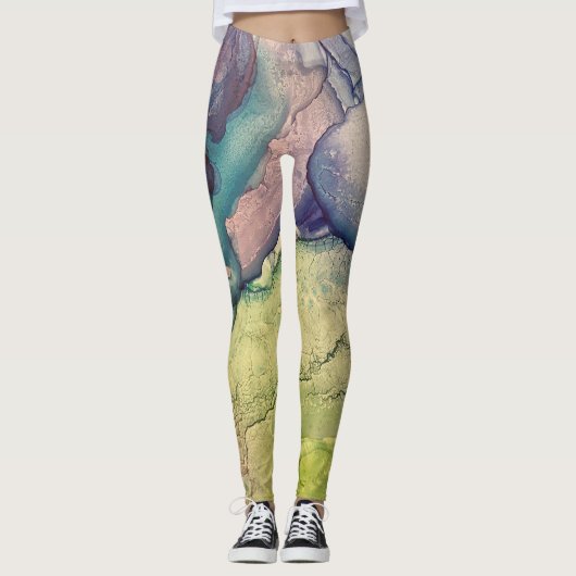 Leggings Art abstrait liquide à l'encre d'alcool texturée c (Devant)