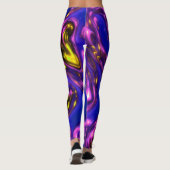 Leggings Art Abstrait Liquide Purple & Jaune (Dos)