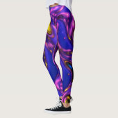 Leggings Art Abstrait Liquide Purple & Jaune (Gauche)