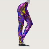Leggings Art Abstrait Liquide Purple & Jaune (Droite)