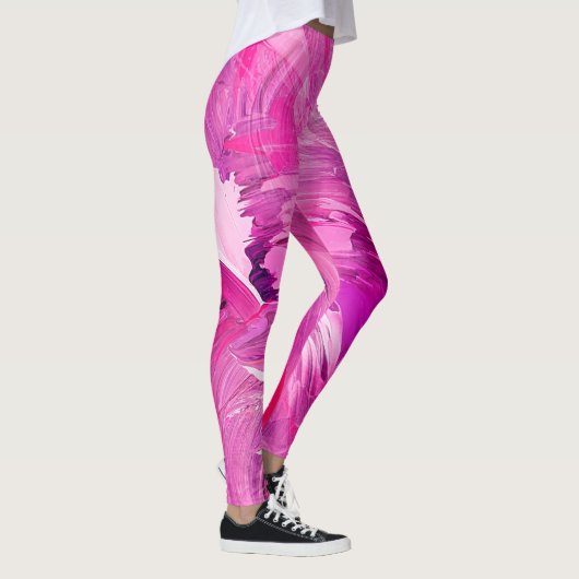 Leggings Art Abstrait Moderne Rose violet blanc (Droite)