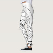 Leggings Art Abstrait Noir Blanc Lignes Twirl Minimalisme (Gauche)