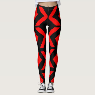 Leggings art abstrait noir et rouge
