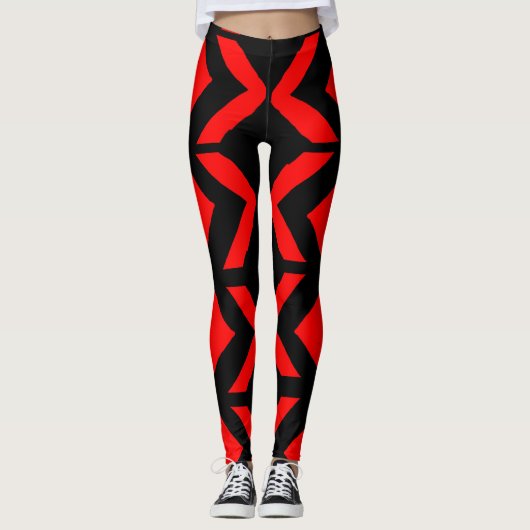 Leggings art abstrait noir et rouge (Devant)