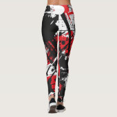Leggings Art abstrait noir, rouge, blanc (Dos)