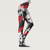 Leggings Art abstrait noir, rouge, blanc (Droite)