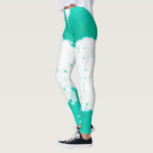 Leggings Art Abstrait Pastel Turquoise Vert Blanc (Gauche)