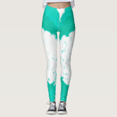 Leggings Art Abstrait Pastel Turquoise Vert Blanc (Devant)
