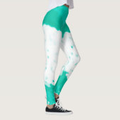 Leggings Art Abstrait Pastel Turquoise Vert Blanc (Droite)