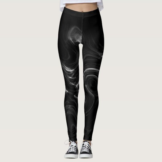 Leggings Art Abstrait Plasma Noir (Devant)