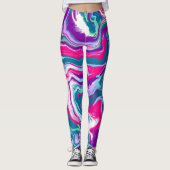 Leggings Art Abstrait rose et bleu (Devant)