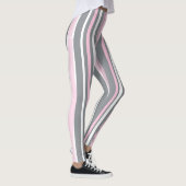Leggings Art Abstrait Rose Gris Blanc Lignes (Droite)