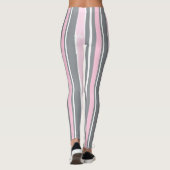 Leggings Art Abstrait Rose Gris Blanc Lignes (Dos)