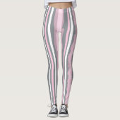 Leggings Art Abstrait Rose Gris Blanc Lignes (Devant)