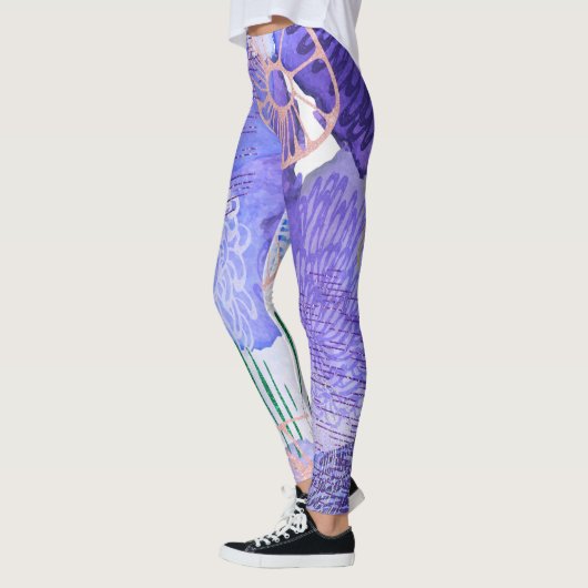 Leggings Art Abstrait rose rose violet (Gauche)