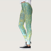 Leggings Art Abstrait Texture Jaune Pale Turquoise Bleu (Gauche)