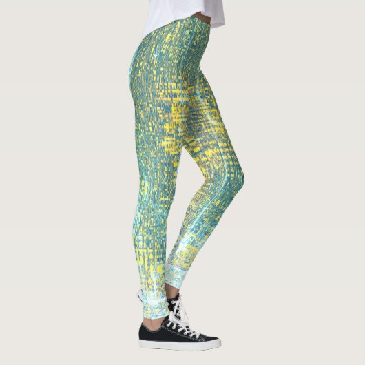 Leggings Art Abstrait Texture Jaune Pale Turquoise Bleu (Droite)
