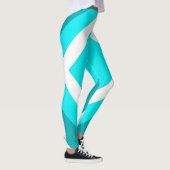 Leggings Art Abstrait Turquoise Vert Bleu Blanc (Droite)