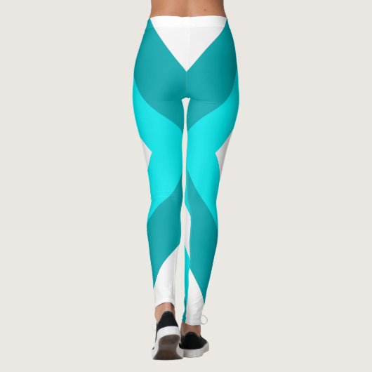 Leggings Art Abstrait Turquoise Vert Bleu Blanc (Dos)