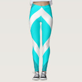 Leggings Art Abstrait Turquoise Vert Bleu Blanc (Devant)