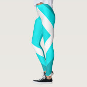 Leggings Art Abstrait Turquoise Vert Bleu Blanc (Gauche)