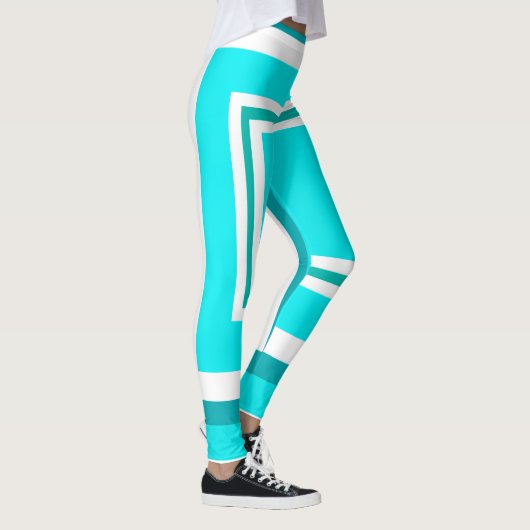 Leggings Art Abstrait Turquoise Vert Bleu Blanc (Droite)
