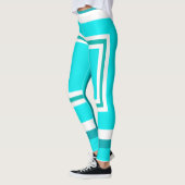 Leggings Art Abstrait Turquoise Vert Bleu Blanc (Gauche)