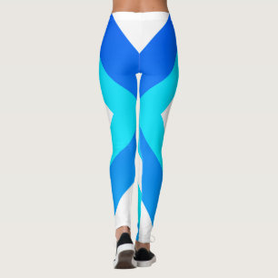 Leggings Art Abstrait Turquoise Vert Bleu Blanc