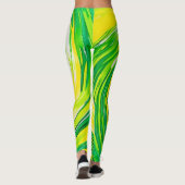 Leggings Art abstrait vert jaune en spirale (Dos)