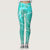 Leggings Art Abstrait Vert Ligne Bleue Cercles Minimalisme (Devant)