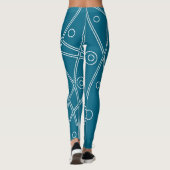Leggings Art Abstrait Vert Ligne Bleue Cercles Minimalisme (Dos)
