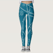 Leggings Art Abstrait Vert Ligne Bleue Cercles Minimalisme (Devant)