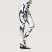 Leggings Art blanc de l'encre de tigre du Bengale (Droite)