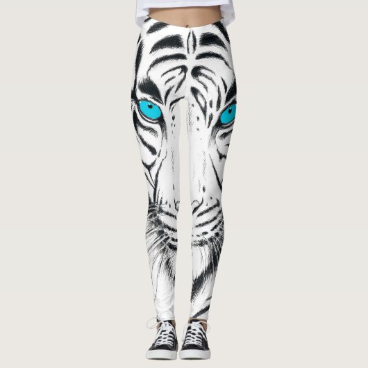 Leggings Art blanc de l'encre de tigre du Bengale (Devant)