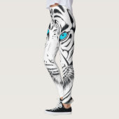 Leggings Art blanc de l'encre de tigre du Bengale (Gauche)