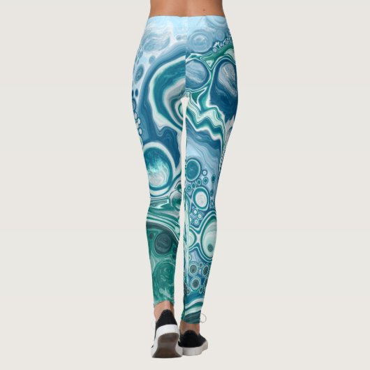 Leggings Art bleu et fluide turquoise (Dos)