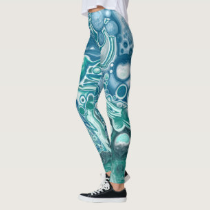 Leggings Art bleu et fluide turquoise