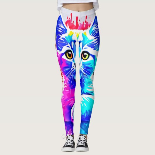 Leggings Art Chat coloré (Devant)