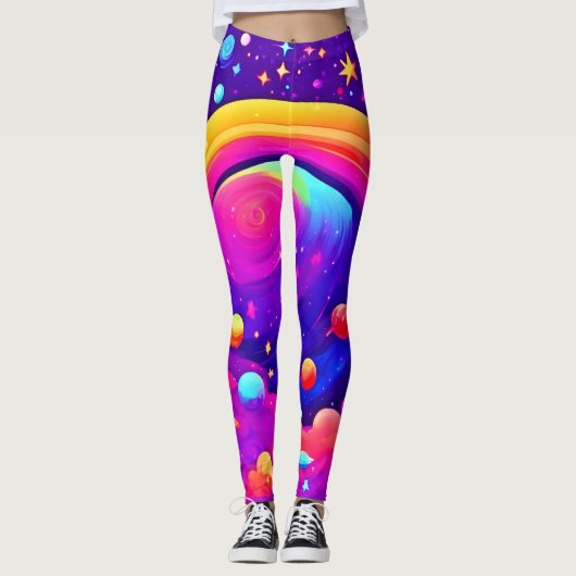 Leggings Art Cosmique Rainbow Planet (Devant)